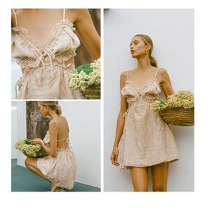 NWT Saboluxe Sabo Skirt Tan Jadana Cutout Velvet Animal Print Tie Back Dress M